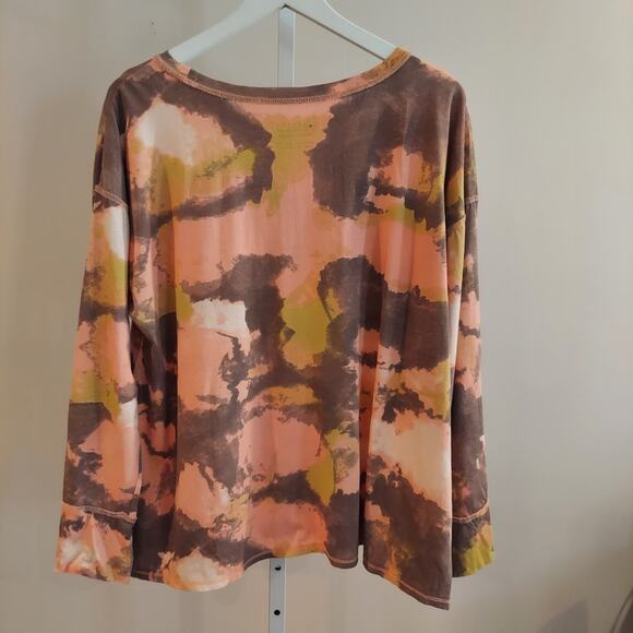 Seed to Style Size XL Tie Dye Organic Cotton Long Sleeve Casual Shirt Watercolor - Picture 4 of 9